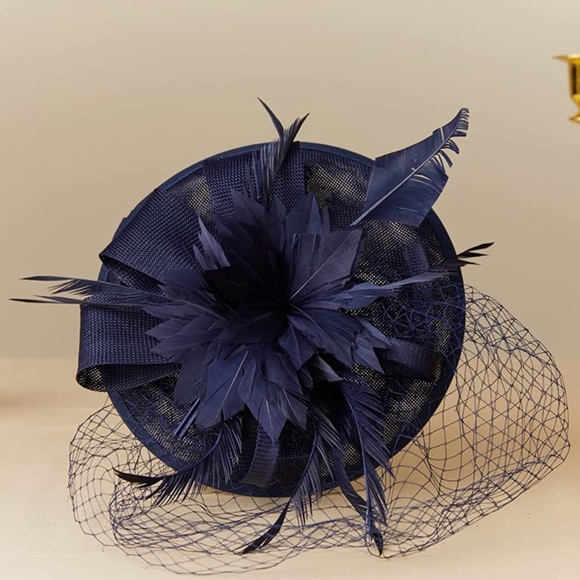 Hat Veil Feather Fascinator Hair Clip Headband - Picture 16 of 16